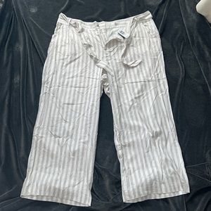 NWT linen strip wide leg pants